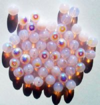50 8mm Milky Light Pink Opal AB Round Glass Beads